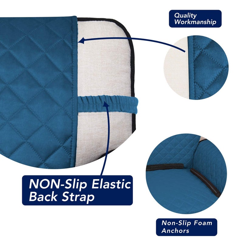 PureFit Reversible Quilted Sofa Cover, Water Resistant Medium Slipcover Furniture Protector, Washable Couch Cover with Non Slip Foam and Elastic Straps for Kids, Pets (Loveseat, Peacock Blue/Beige) - Image 3